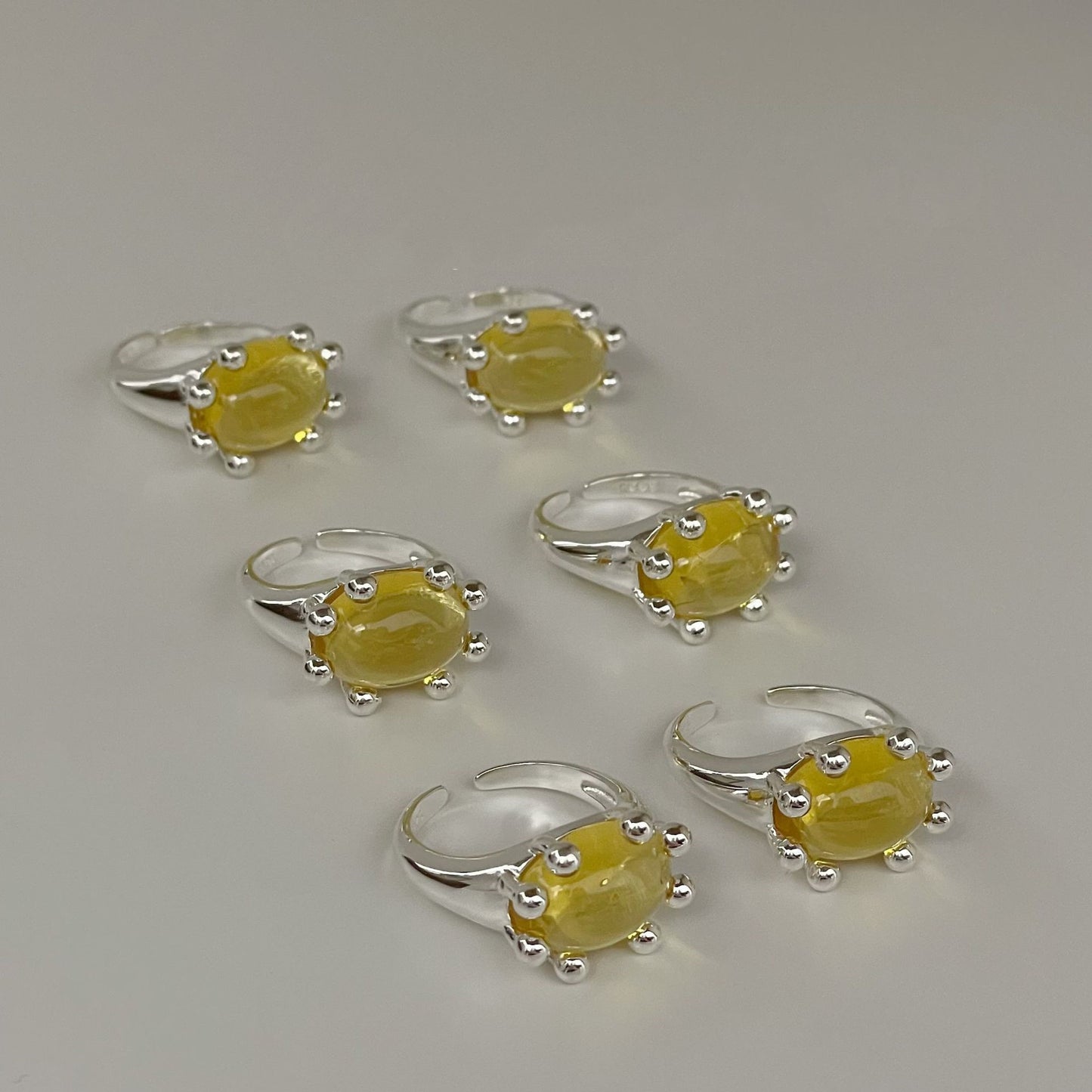YUZU S925 Sterling Silver Yellow Diamond Ring