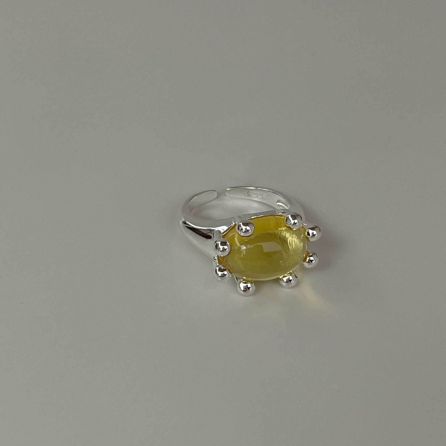 YUZU S925 Sterling Silver Yellow Diamond Ring