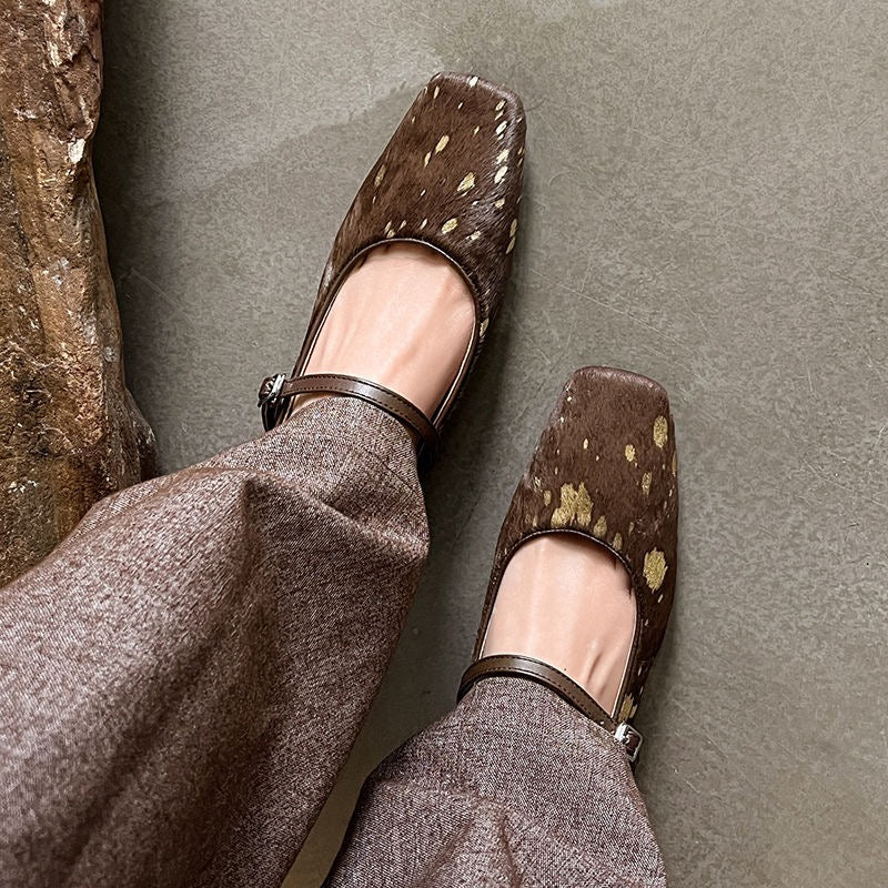 Cow Print Square Toes Pumps