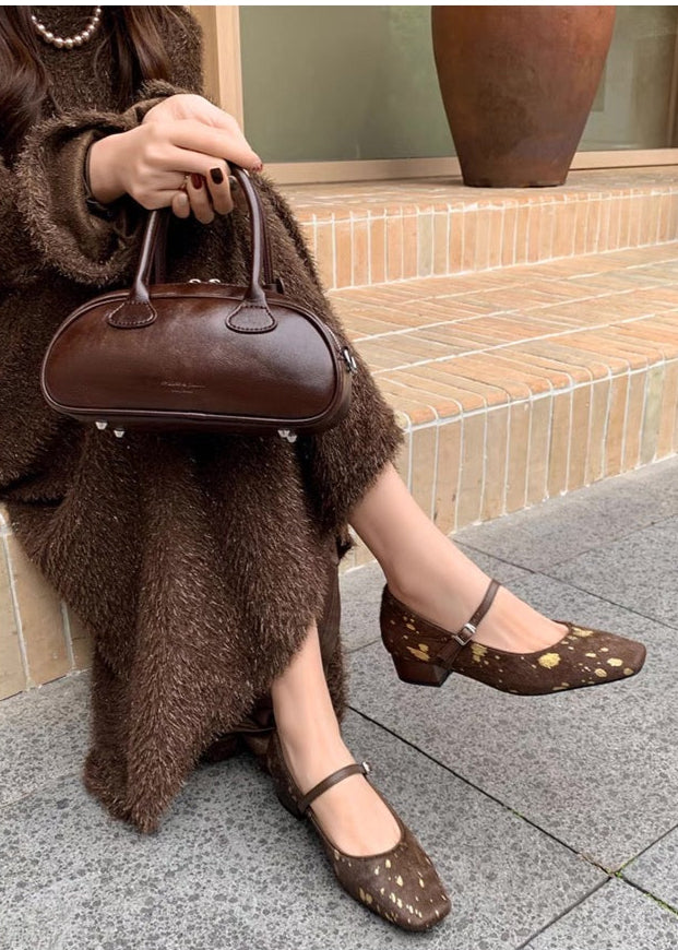 Cow Print Square Toes Pumps